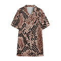Watercolor Snakeskin Print Cotton Hawaiian Shirt