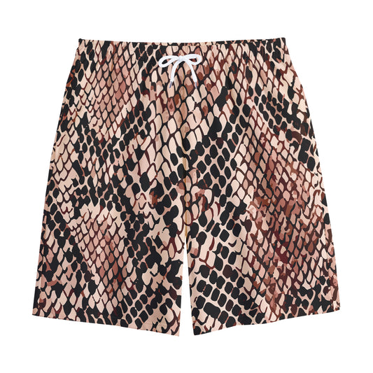 Watercolor Snakeskin Print Cotton Shorts