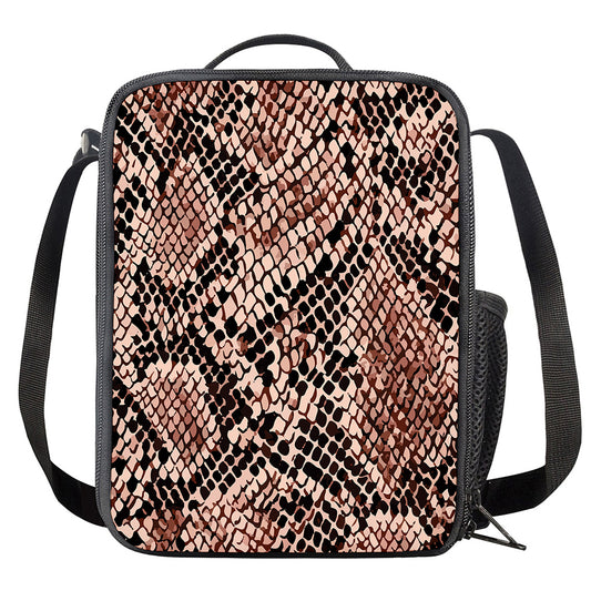Watercolor Snakeskin Print Crossbody Lunch Bag