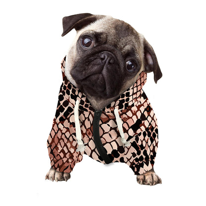 Watercolor Snakeskin Print Dog Zip Up Hoodie