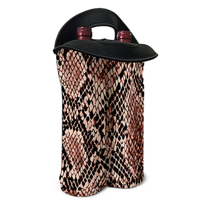 Watercolor Snakeskin Print Double Neoprene Wine Tote