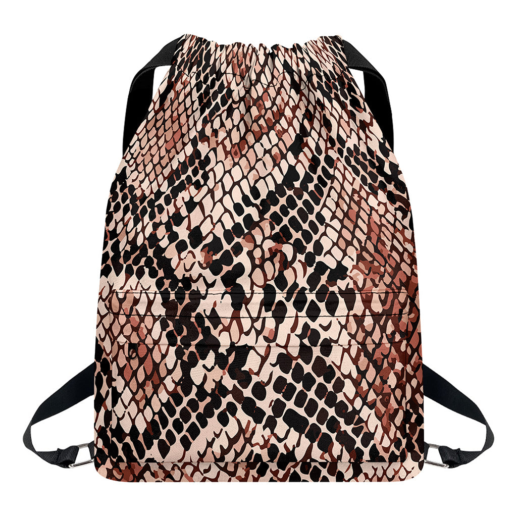 Watercolor Snakeskin Print Drawstring Backpack