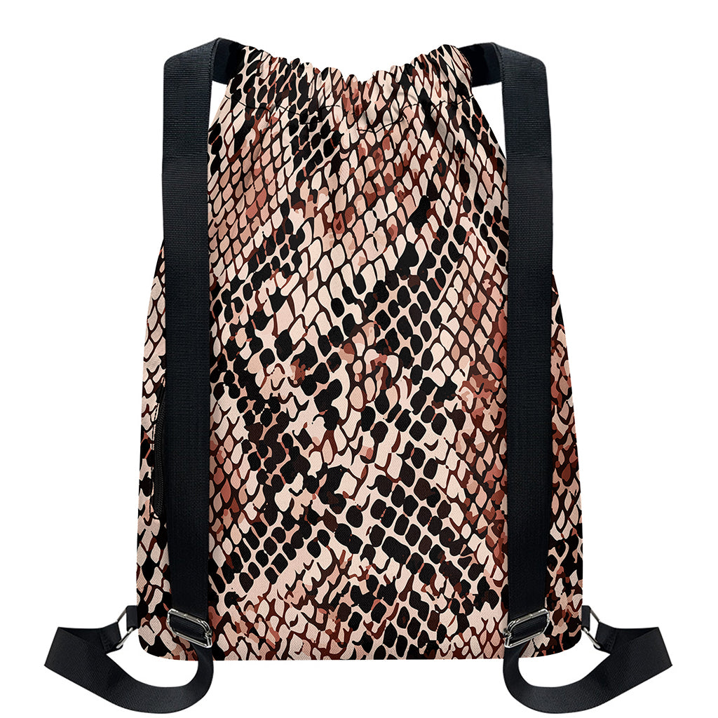 Watercolor Snakeskin Print Drawstring Backpack