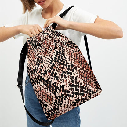 Watercolor Snakeskin Print Drawstring Backpack