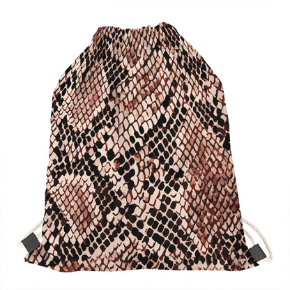 Watercolor Snakeskin Print Drawstring Bag