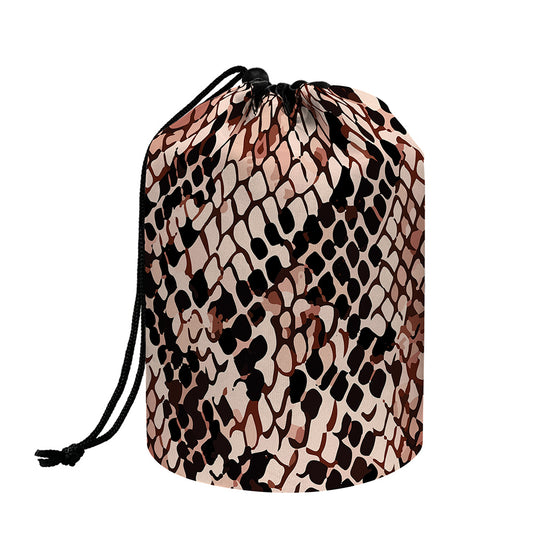 Watercolor Snakeskin Print Drawstring Makeup Bag