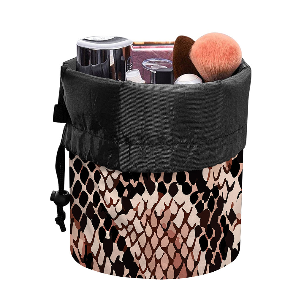 Watercolor Snakeskin Print Drawstring Makeup Bag