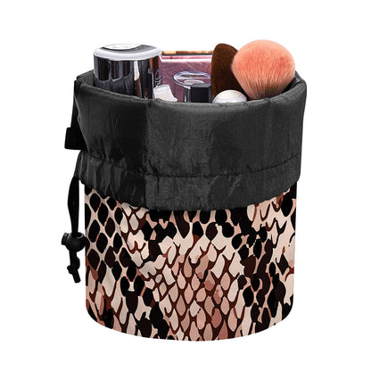 Watercolor Snakeskin Print Drawstring Makeup Bag