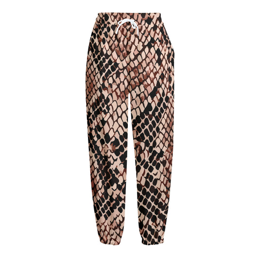 Watercolor Snakeskin Print Fleece Lined Knit Pants