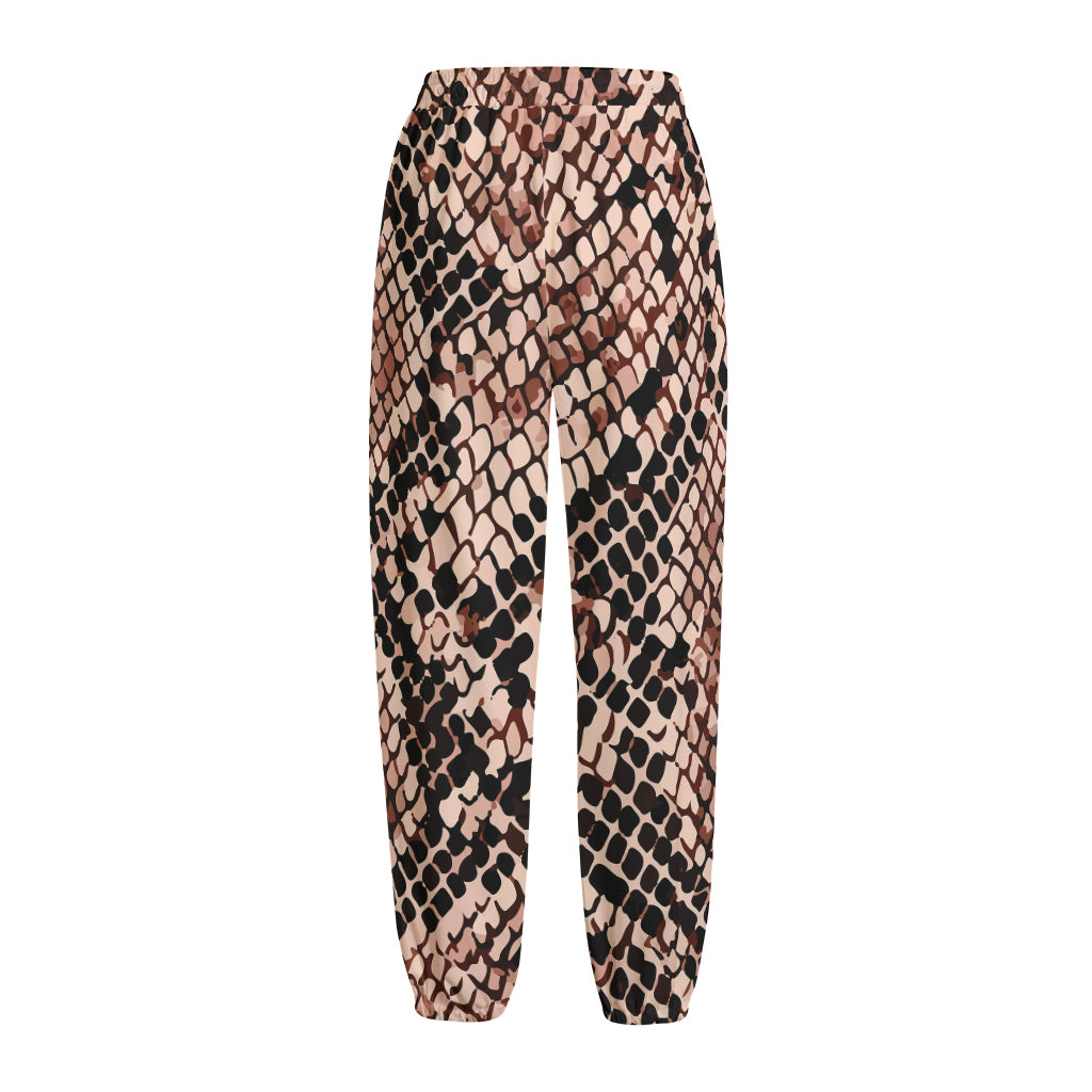 Watercolor Snakeskin Print Fleece Lined Knit Pants