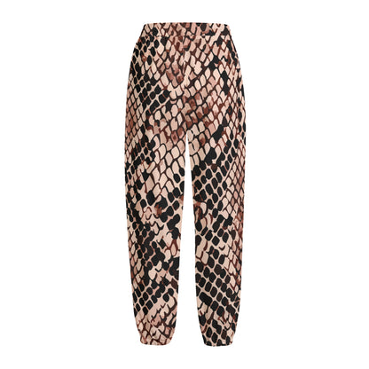 Watercolor Snakeskin Print Fleece Lined Knit Pants