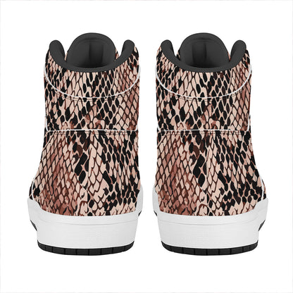 Watercolor Snakeskin Print High Top Leather Sneakers