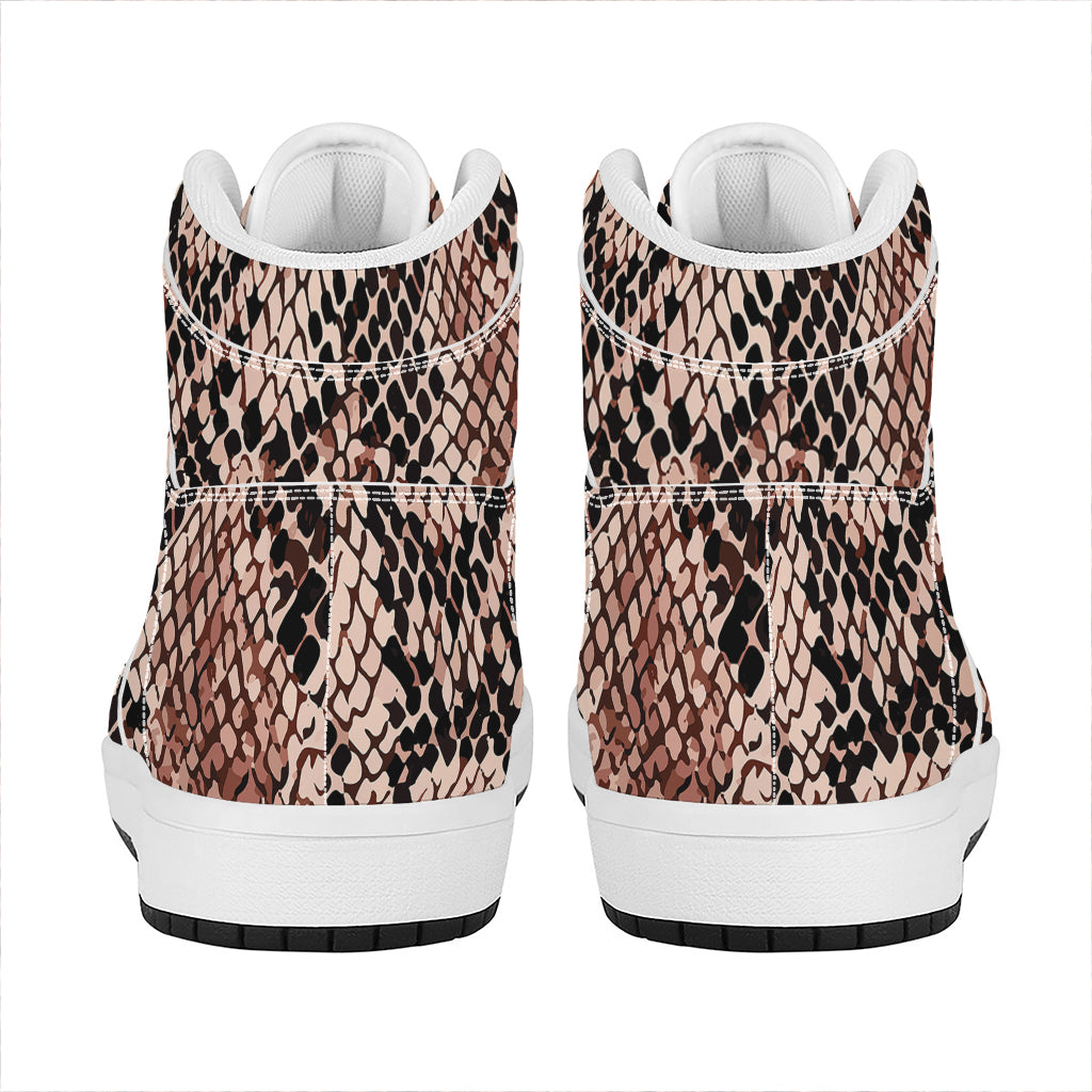 Watercolor Snakeskin Print High Top Leather Sneakers