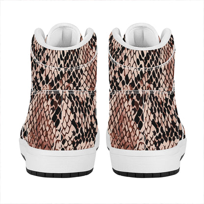 Watercolor Snakeskin Print High Top Leather Sneakers