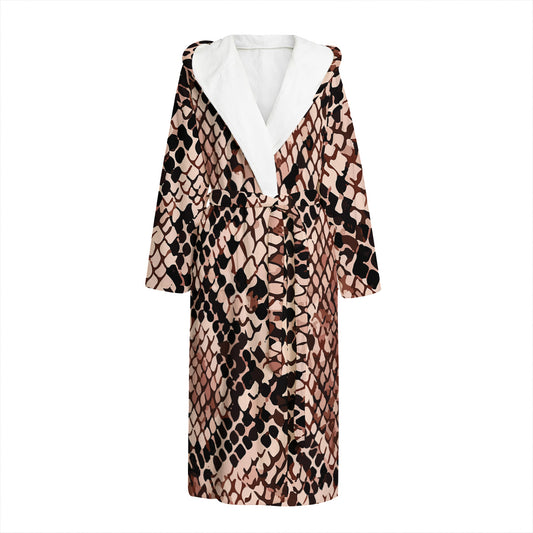 Watercolor Snakeskin Print Hooded Bathrobe