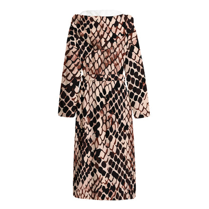 Watercolor Snakeskin Print Hooded Bathrobe