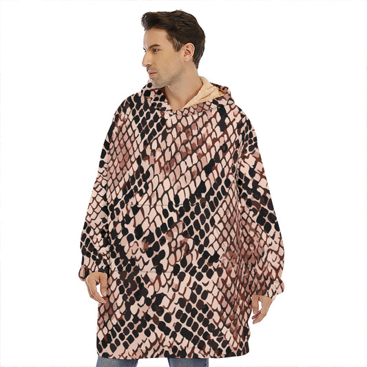 Watercolor Snakeskin Print Hoodie Blanket