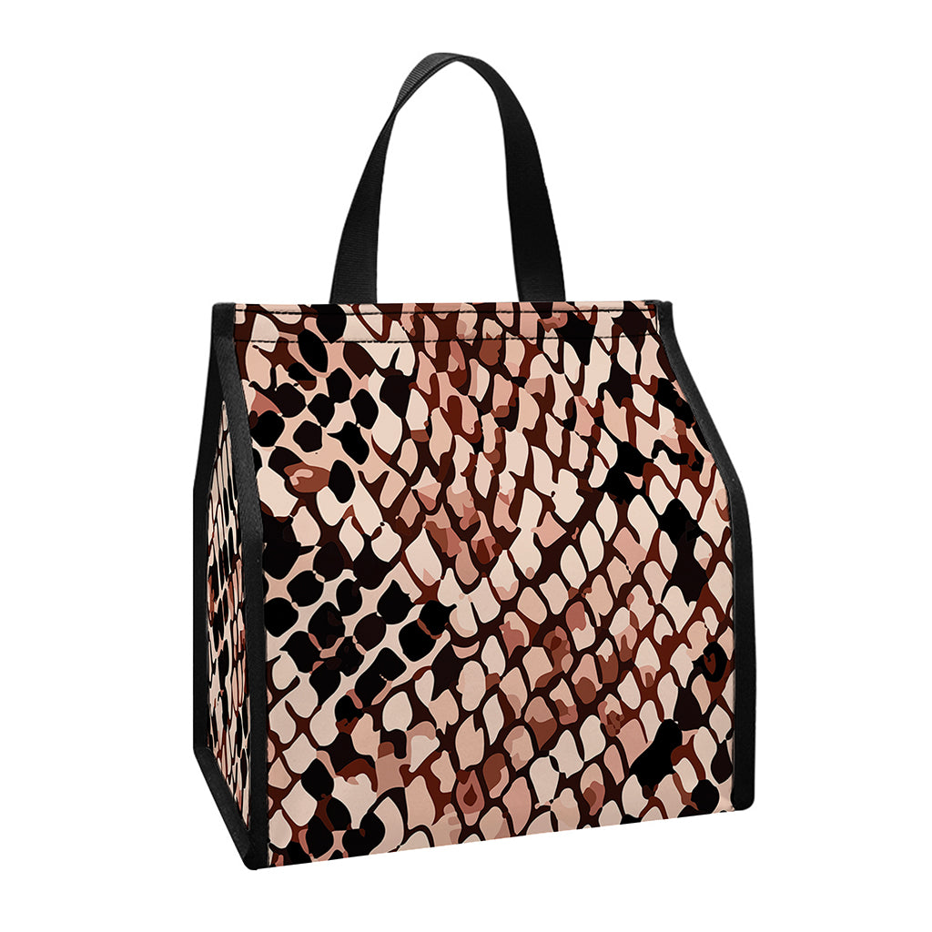 Watercolor Snakeskin Print Insulated Lunch Tote