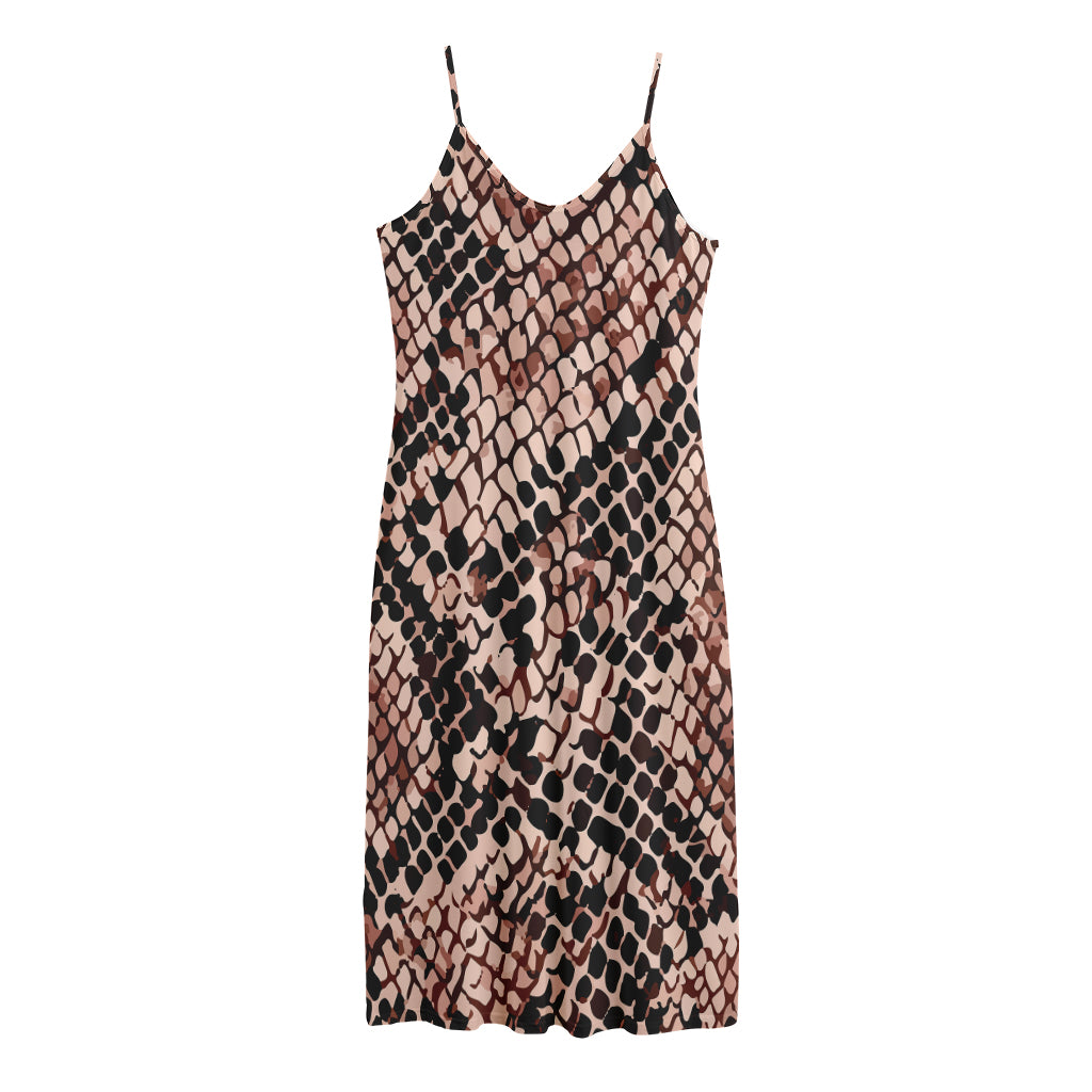 Watercolor Snakeskin Print Jersey Midi Cami Dress