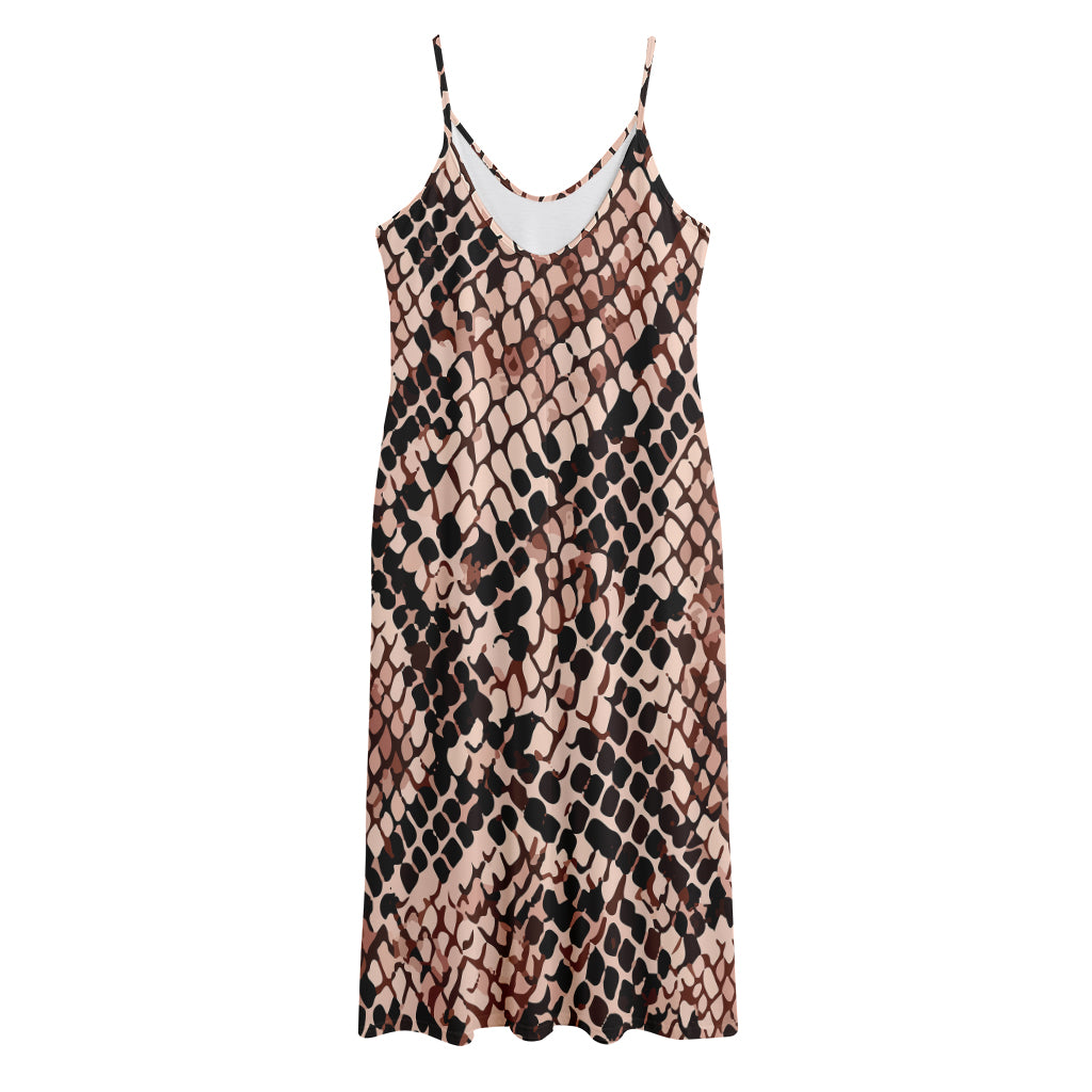 Watercolor Snakeskin Print Jersey Midi Cami Dress