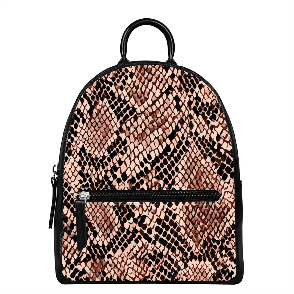 Watercolor Snakeskin Print Leather Backpack