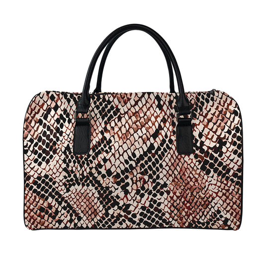 Watercolor Snakeskin Print Leather Duffle Bag