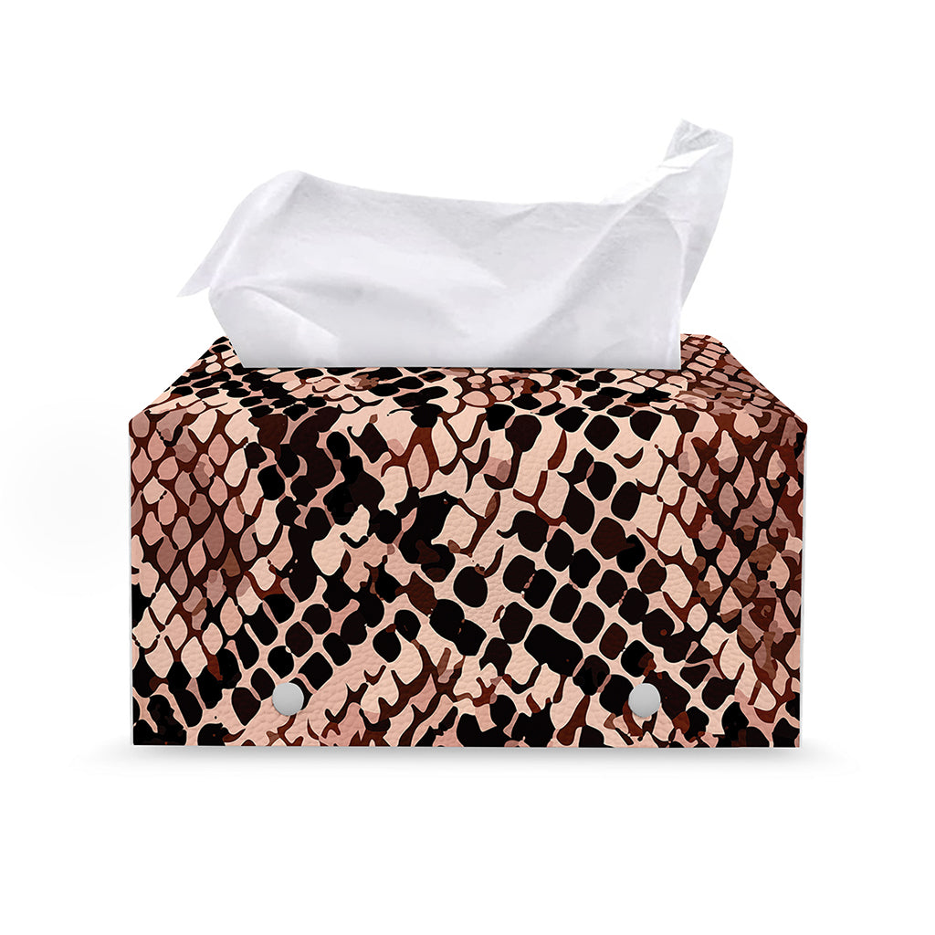 Watercolor Snakeskin Print Leather Tissue Box Cover