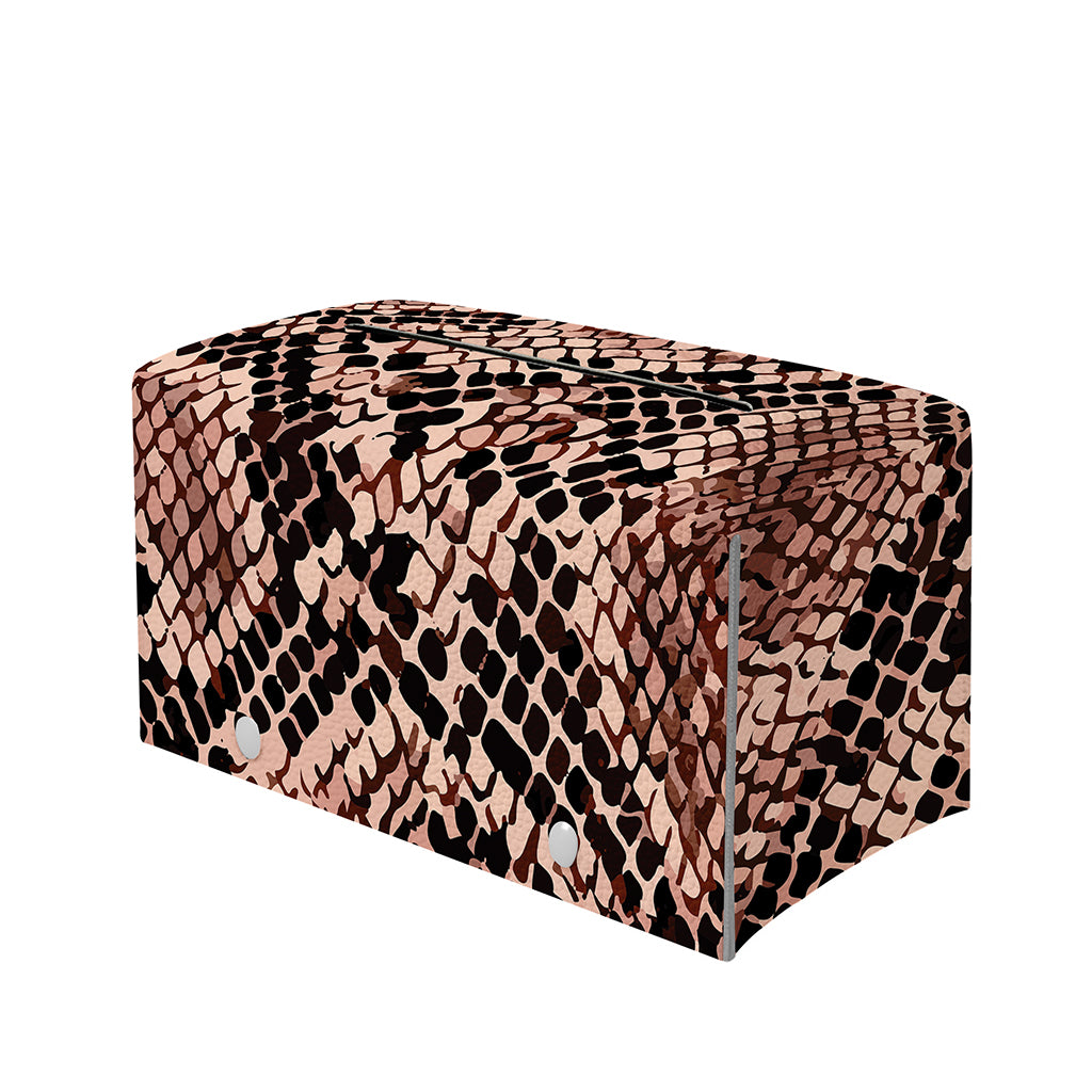 Watercolor Snakeskin Print Leather Tissue Box Cover