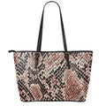 Watercolor Snakeskin Print Leather Tote Bag With Zipper