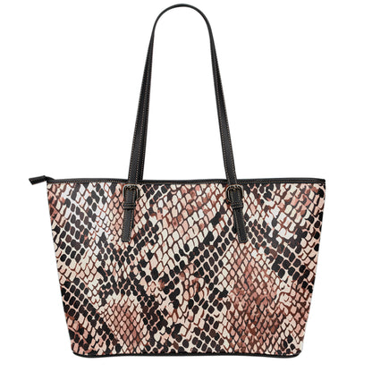 Watercolor Snakeskin Print Leather Tote Bag