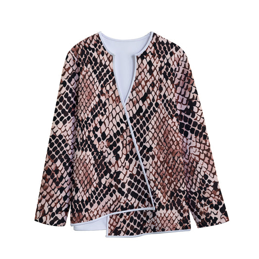 Watercolor Snakeskin Print Long Sleeve Short Coat