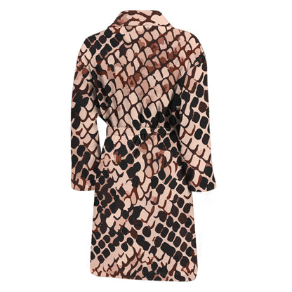 Watercolor Snakeskin Print Men's Bathrobe