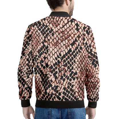 Watercolor Snakeskin Print Men's Bomber Jacket