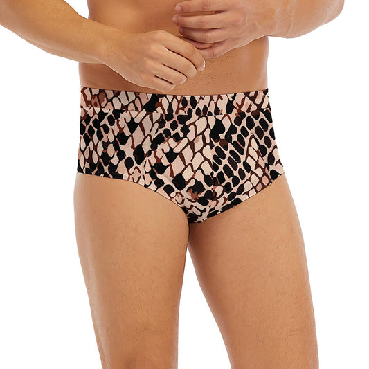 Watercolor Snakeskin Print Men's Briefs