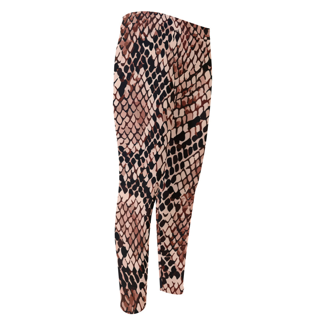 Watercolor Snakeskin Print Men's Compression Pants