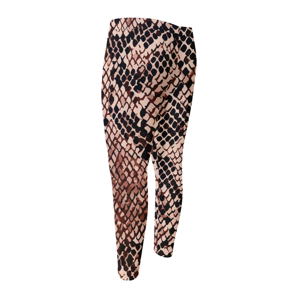 Watercolor Snakeskin Print Men's Compression Pants