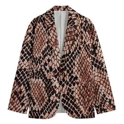 Watercolor Snakeskin Print Men's Cotton Blazer