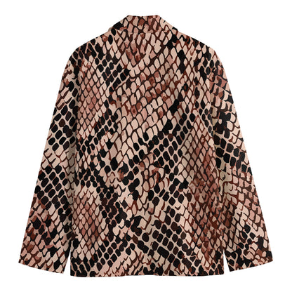 Watercolor Snakeskin Print Men's Cotton Blazer