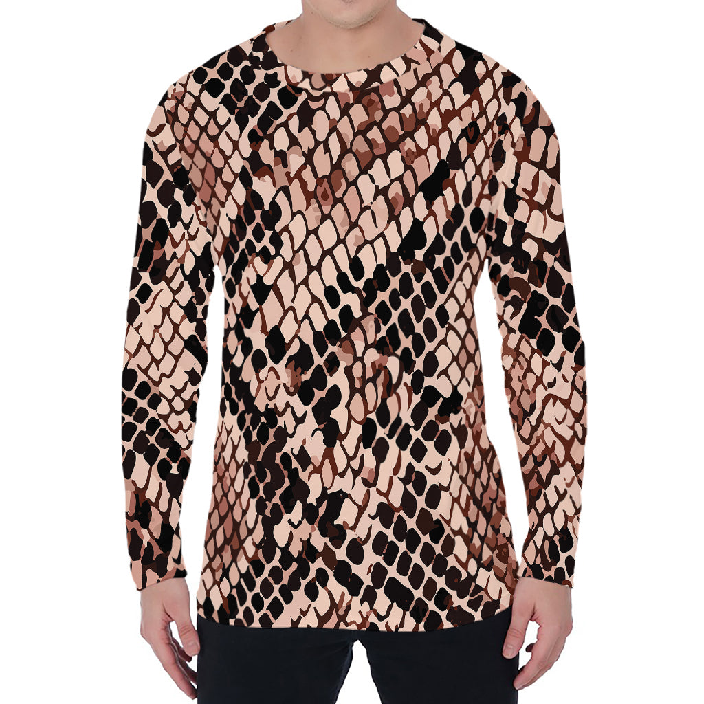 Watercolor Snakeskin Print Men's Long Sleeve T-Shirt