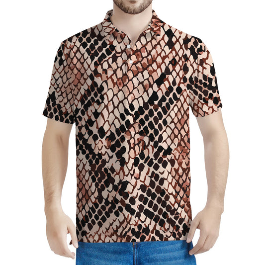 Watercolor Snakeskin Print Men's Polo Shirt