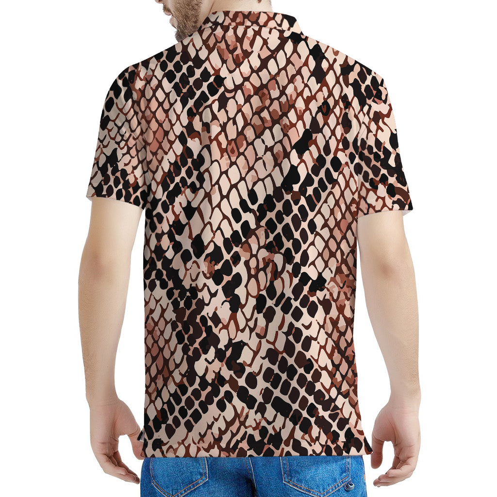 Watercolor Snakeskin Print Men's Polo Shirt