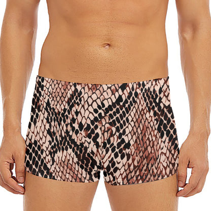 Watercolor Snakeskin Print Men's Short Boxer Briefs