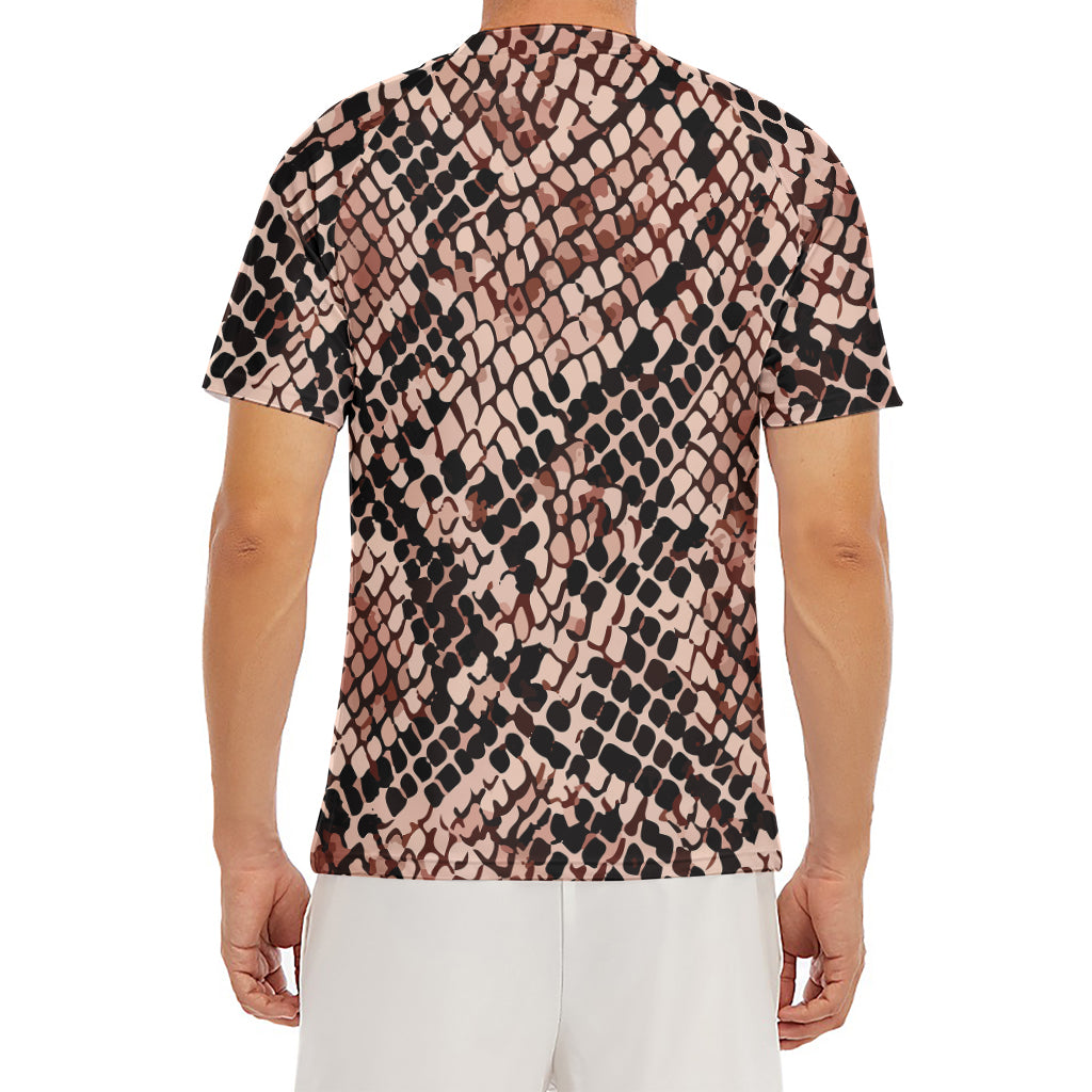 Watercolor Snakeskin Print Men's Short Sleeve Rash Guard