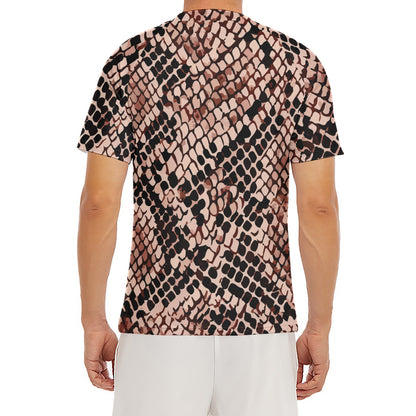 Watercolor Snakeskin Print Men's Short Sleeve Rash Guard