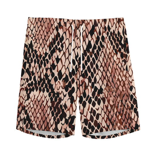 Watercolor Snakeskin Print Men's Sports Shorts