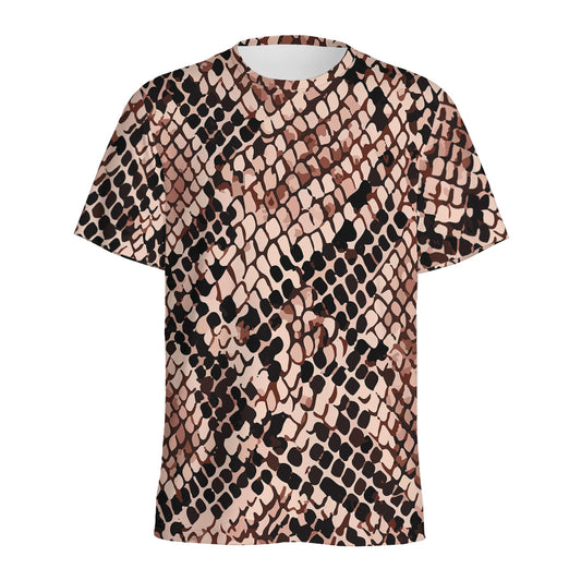 Watercolor Snakeskin Print Men's Sports T-Shirt