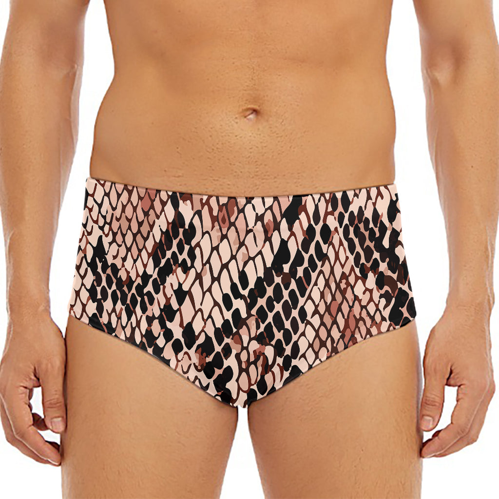 Watercolor Snakeskin Print Men's Triangle Swim Briefs