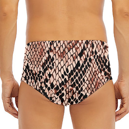 Watercolor Snakeskin Print Men's Triangle Swim Briefs