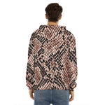 Watercolor Snakeskin Print Men's Velvet Pullover Hoodie
