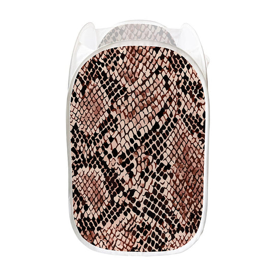 Watercolor Snakeskin Print Mesh Laundry Hamper